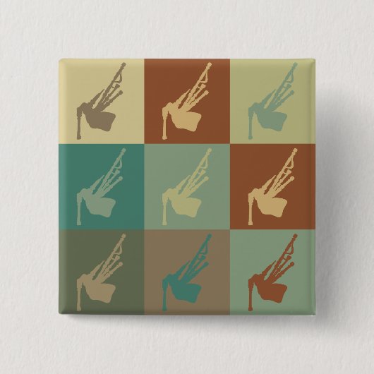 Bagpipes Pop Art Vierkante Button 5,1 Cm (Voorkant)
