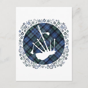 Bagpipes Silhouette op Tartan Briefkaart