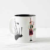 Bagpipes Silhouette Tweekleurige Koffiemok (Voorkant links)