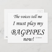 Bagpipes Stemmen zeggen dat hij moet spelen Briefkaart (Voorkant / Achterkant)