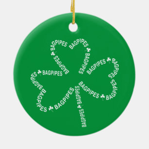Bagpipes Text Shamrock Keramisch Ornament