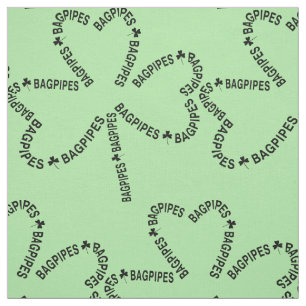 Bagpipes Text Shamrock Stof