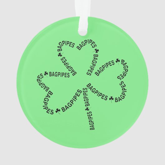 Bagpipes Text Shamrock T-Shirt Ornament (achterkant)