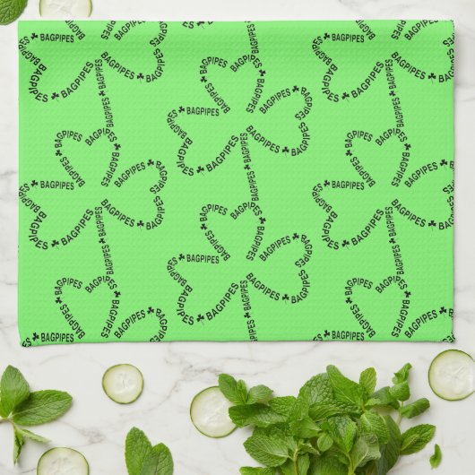 Bagpipes Text Shamrock Theedoek (Gevouwen)