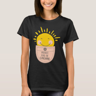 Bags vol met zonnige, vrolijke glimlach op de zon t-shirt