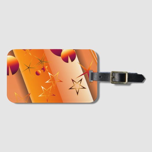 Bagtag met oranje abstract ontwerp bagagelabel (Voorkant (horizontaal))