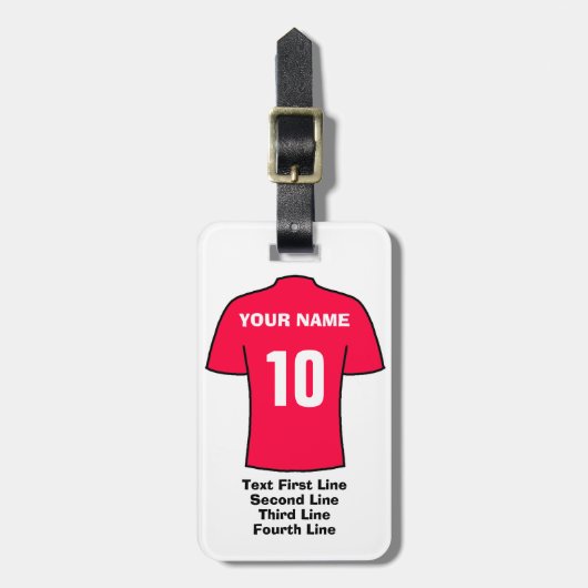 Bagtag - met Rode voetbalshirt Bagagelabel (Voorkant verticaal)