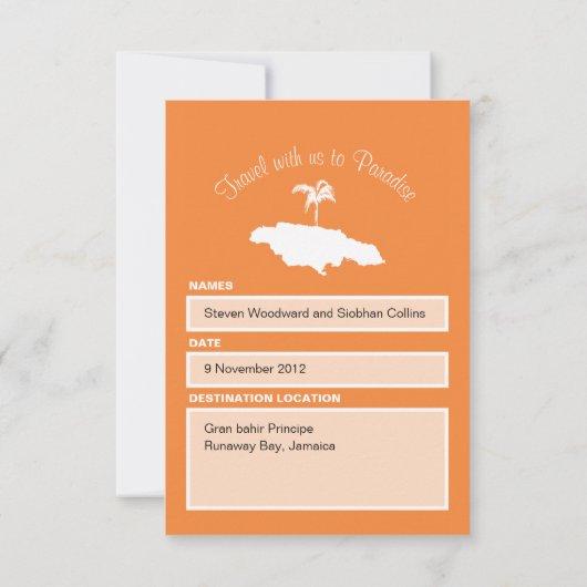 Bagtag naar Jamaica Kaart (Achterkant)