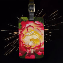 Bagtag Rood Goud Roos Bloem Bloemmotief Monogram