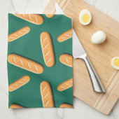 Baguette bread pattern on a green background theedoek (Quarter Fold)
