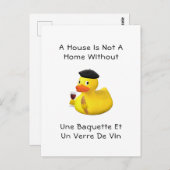 Baguette en Wine Rubber Duck Beret Briefkaart (Voorkant / Achterkant)