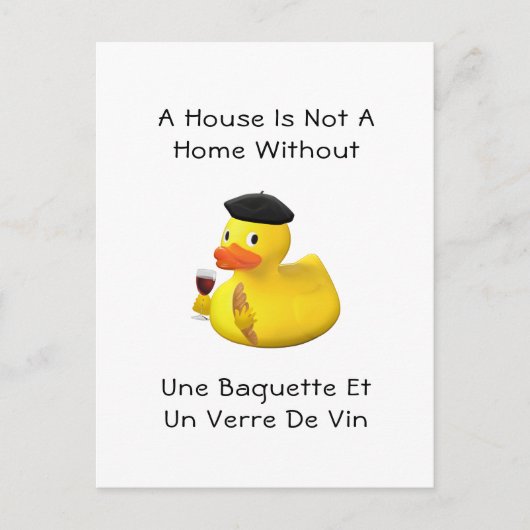 Baguette en Wine Rubber Duck Beret Briefkaart (Voorkant)