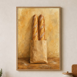 Baguettepaar op papier Aquarelposter Poster