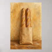 Baguettepaar op papier Aquarelposter Poster (Voorkant)