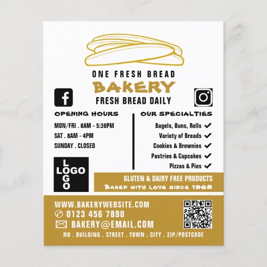 Baguettes, bakkerijen, Bakkerijproducten, Advert. Flyer (Voorkant)