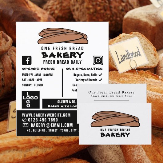 Baguettes, bakkerijen, Bakkerijproducten, Advert. Flyer