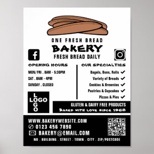 Baguettes, bakkerijen, Bakkerijproducten, Advert. Poster