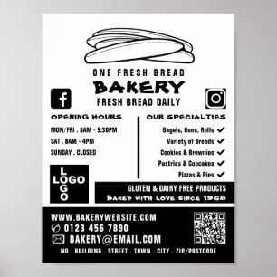 Baguettes, bakkerijen, Bakkerijproducten, Advert. Poster