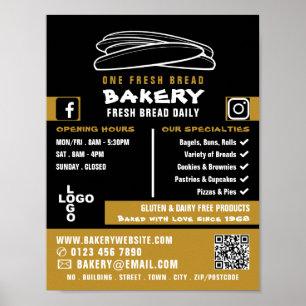 Baguettes, bakkerijen, Bakkerijproducten, Advert. Poster