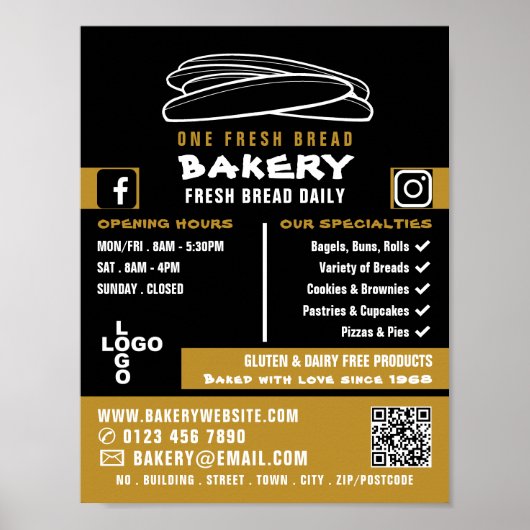 Baguettes, bakkerijen, Bakkerijproducten, Advert. Poster (Voorkant)