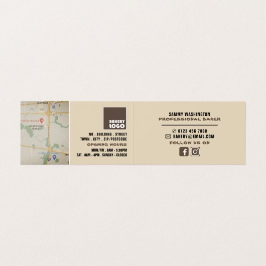Baguettes, bakkerijen, bakkerijwinkel, gedetaillee visitekaartje (Binnenkant ongevouwen)