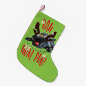 Bah Hum Pug. Black Pug Lovers Kerstmis Kleine Kerstsok (Voorkant (Hangend))