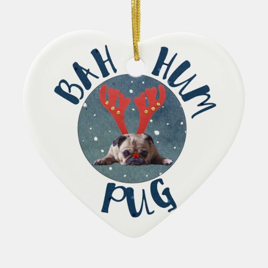 Bah Hum Pug Collectie voor kerstmis Keramisch Ornament (Voorkant)