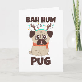 Bah Hum Pug Kersthond Feestdagen Kaart