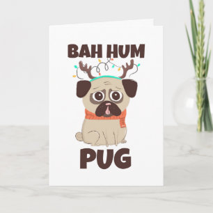 Bah Hum Pug Kersthond Feestdagen Kaart