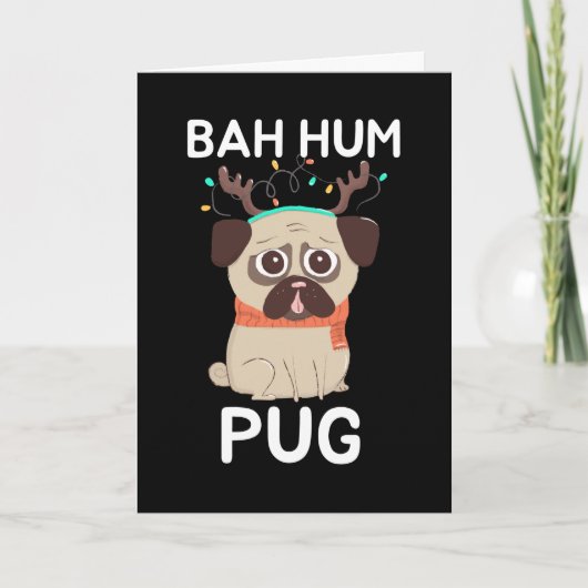 Bah Hum Pug Kersthond Feestdagen Kaart (Voorkant)