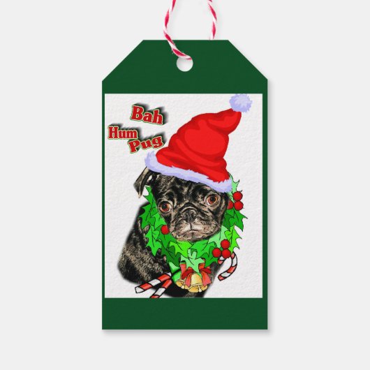 Bah Hum Pug Kerstmis Cadeaulabel (Achterkant)