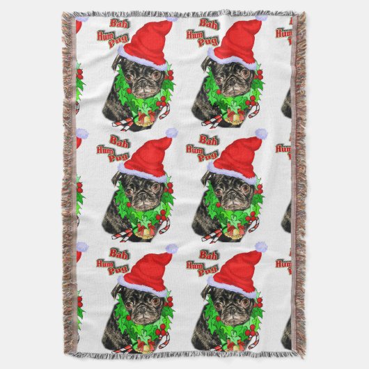 Bah Hum Pug Kerstmis Deken (Voorkant Verticaal)