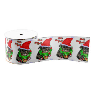 Bah Hum Pug Kerstmis Grosgrain Lint