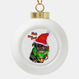 Bah Hum Pug Kerstmis Keramische Bal Ornament