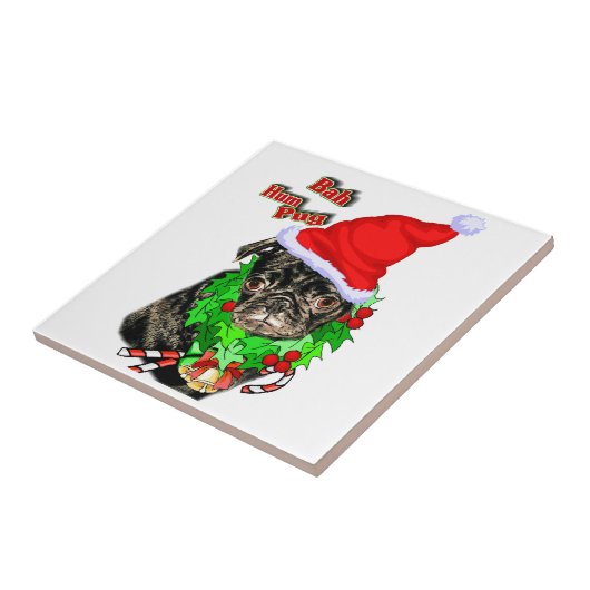 Bah Hum Pug Kerstmis Tegeltje (Zijkant)