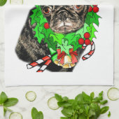 Bah Hum Pug Kerstmis Theedoek (Gevouwen)
