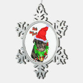 Bah Hum Pug Kerstmis Tin Sneeuwvlok Ornament (Rechts)