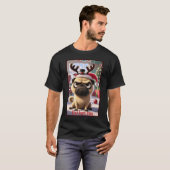 Bah Hum-Pug Kerstmops Grumpy Rendier Pun T-shirt (Voorkant volledig)