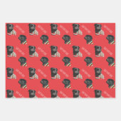 Bah Hum Pug kerstwrapping papier - 3 vellen (Voorkant 2)
