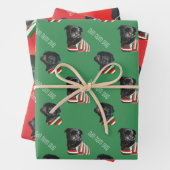 Bah Hum Pug kerstwrapping papier - 3 vellen (In situ)