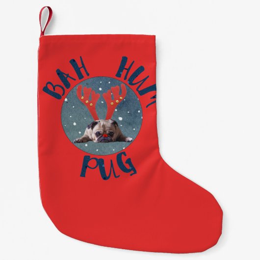 Bah Hum Pug. Pug Lovers Kerstmis Kleine Kerstsok (Voorkant)