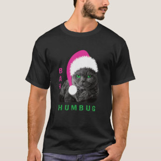 Bah Humbug Cat Santa Hat Kerstfeestdag_1 T-shirt