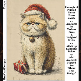 Bah Humbug Chagrijnige Kerstkat EA9L Decoupage Tissuepapier