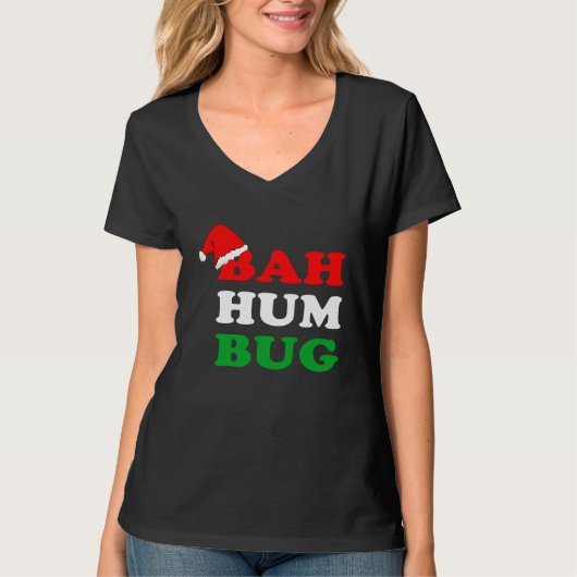 Bah Humbug  Christmas Santa Hat Bah Hum Bug T-shirt (Voorkant)