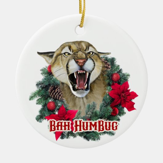 Bah Humbug Cougar Keramisch Ornament (Voorkant)