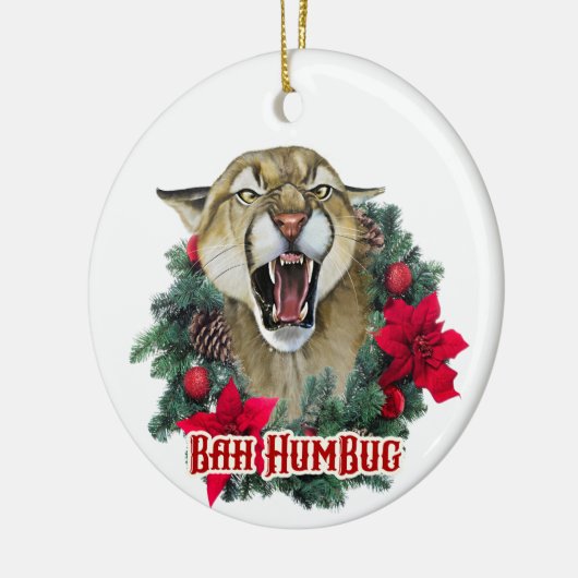Bah Humbug Cougar Keramisch Ornament (Links)
