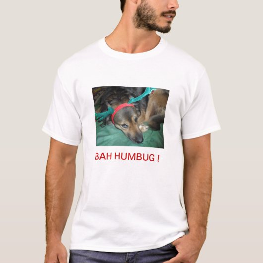 Bah HUMBUG dog doggy kerstmas shirten T-shirts (Voorkant)