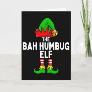 Bah Humbug Elf Bijpassende Familie Kerstmis Kaart