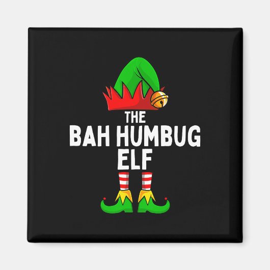 Bah Humbug Elf Matching Family Kerstmis Magneet (Voorkant)