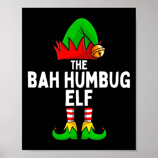 Bah Humbug Elf Matching Family Kerstmis Poster (Voorkant)